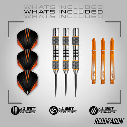Amberjack Professional Darts Set - 90% Tungsten Darts with Flights & Shafts - Available in Multiple Barrel Designs, Soft Tip 18G and Steel Tip 22G - 30G